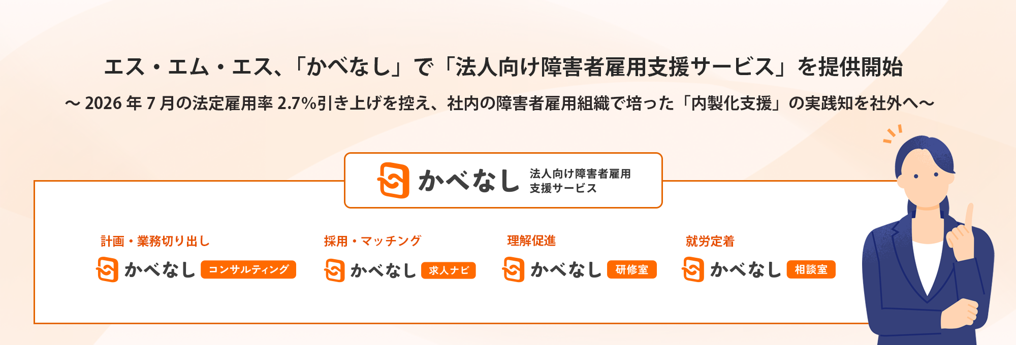 かべなし法人向け障害者雇用支援サービス